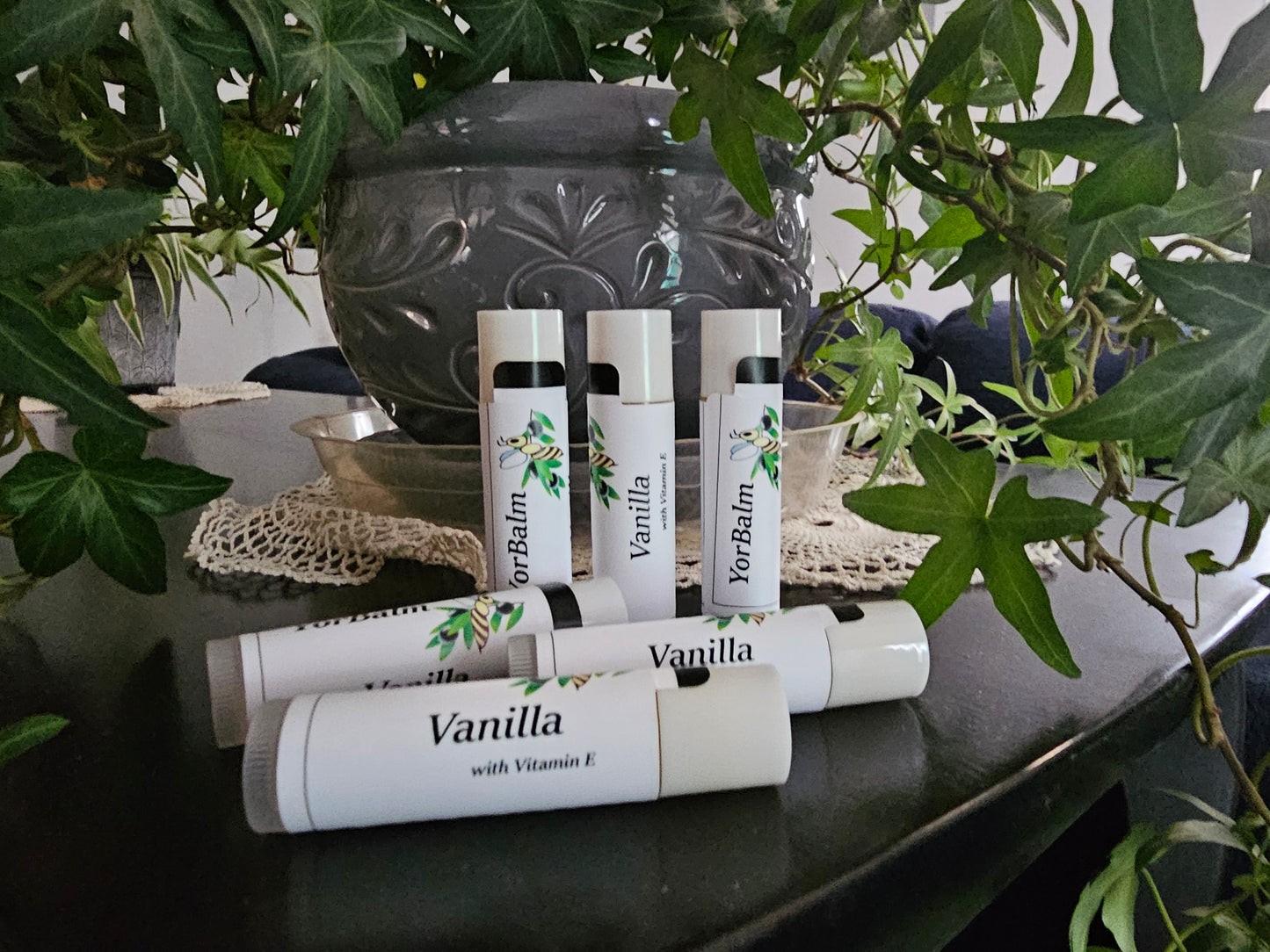 Vanilla flavoured all-natural lip balm