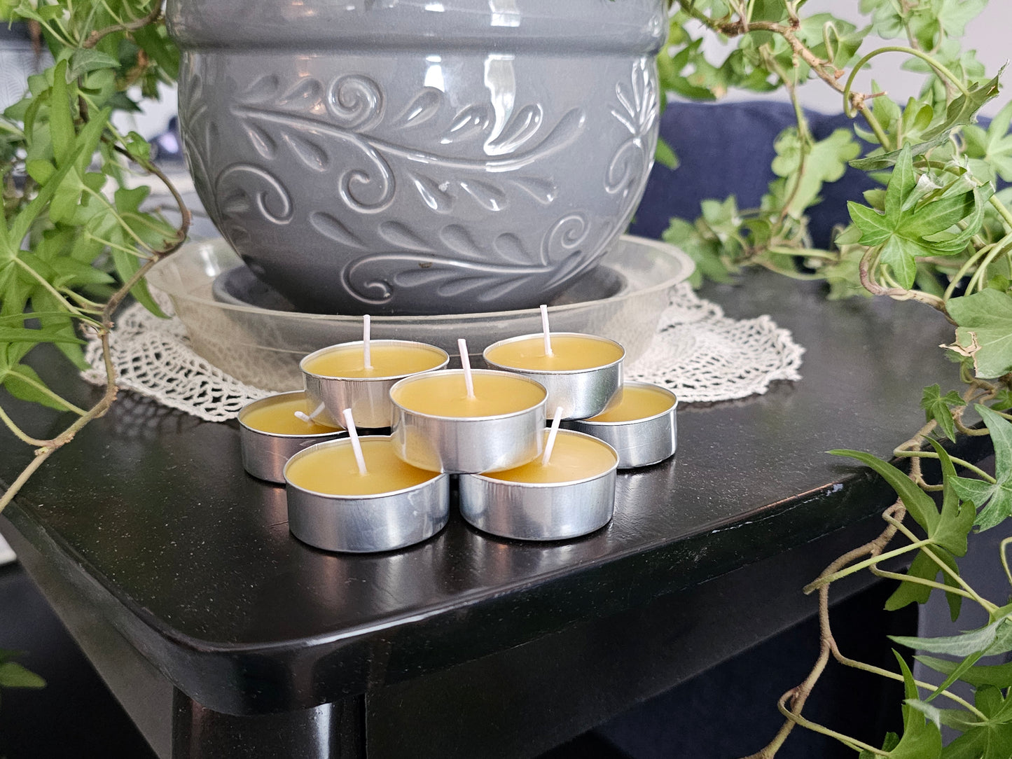 All-natural beeswax tealight candles
